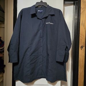 Blue Generation Women's Navy Blue Maternity Button-Up Shirt W  Embroidered Logo